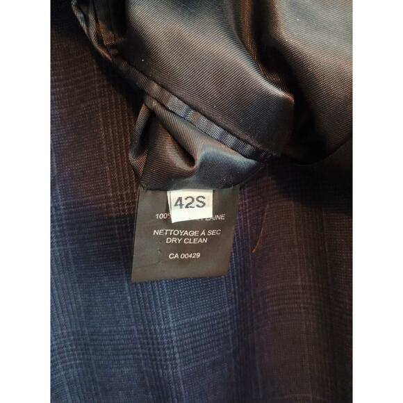 Peter Millar Suit Men 42S Navy Blue Windowpane Grid Professional 2 Piece W39xL28 - Picture 15 of 16